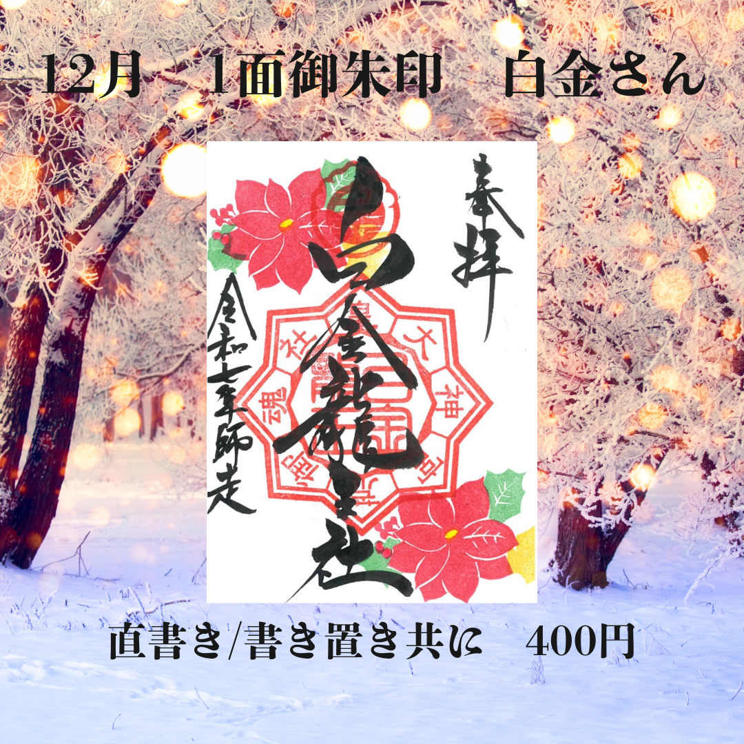 12月白金さん1面御朱印