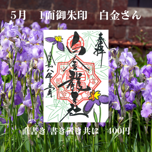 5月白金さん1面御朱印